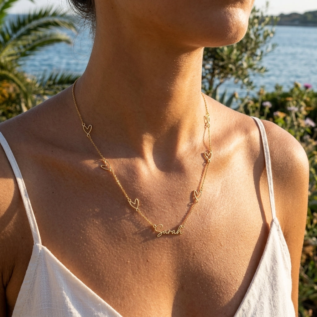 Collar Nombre Corazones